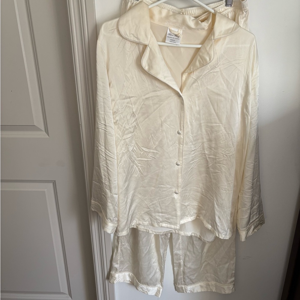 Cream Satin Pajama Set